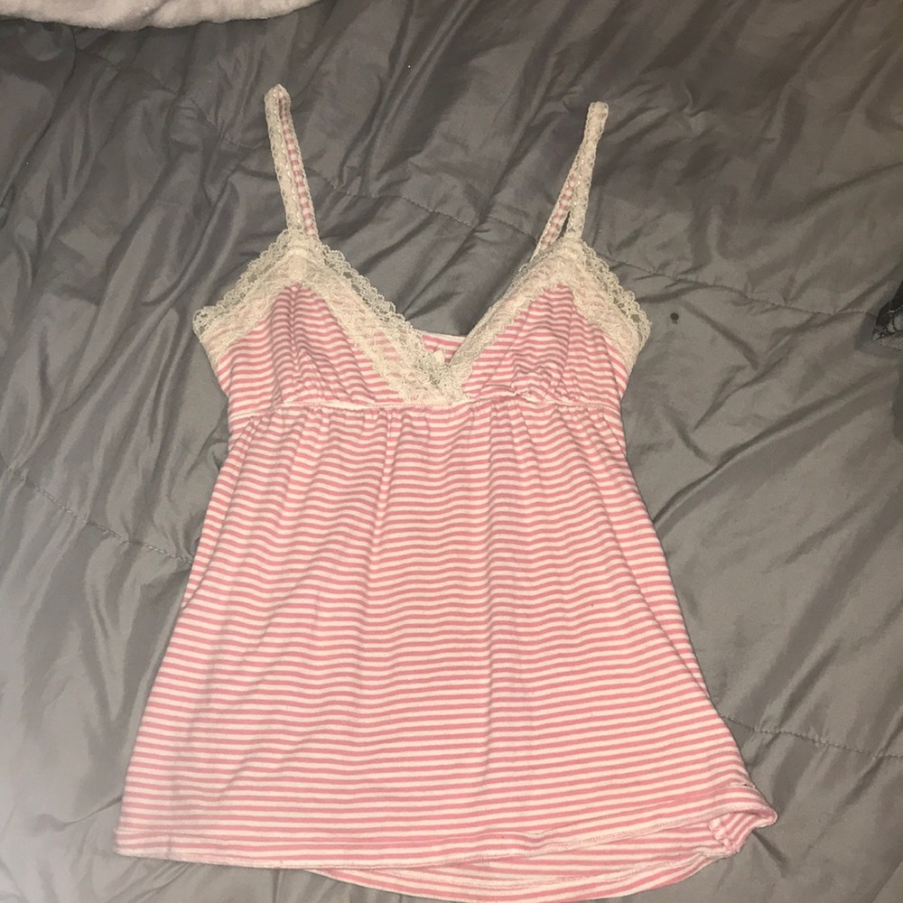 Pink/ white stripe Hollister Top
